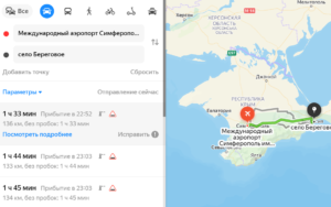 Карта: Трансфер Аэропорт Симферополь (SIP) - Береговое (Феодосия)